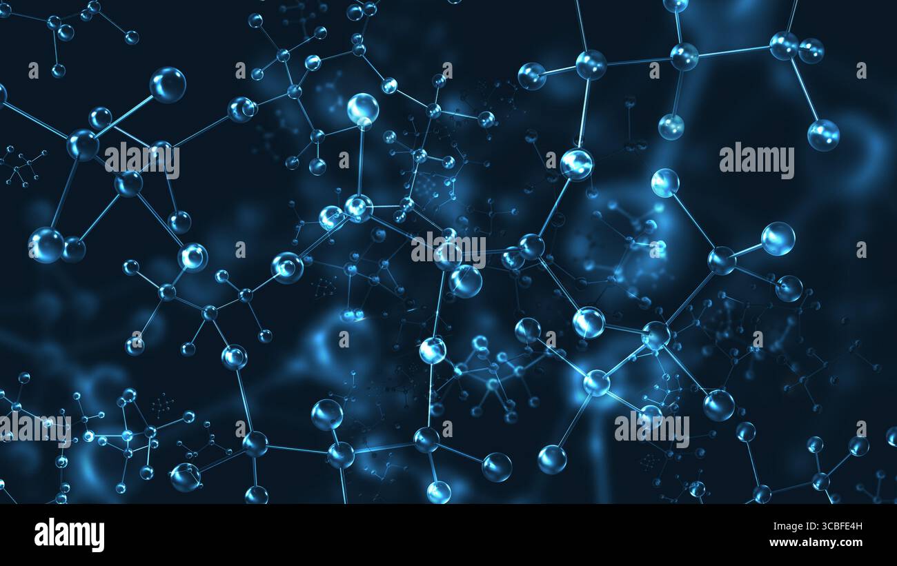 Hintergrund chemischer Moleküle. DNA. Biometrisches Datenkonzept. Stockfoto