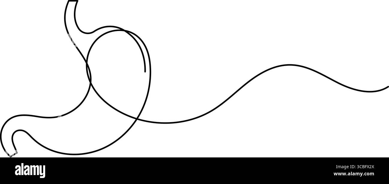 Menschliches Magensymbol durchgehende einzeilige Zeichnung für anatomische und medizinische Designkonzepte Stock Vektor
