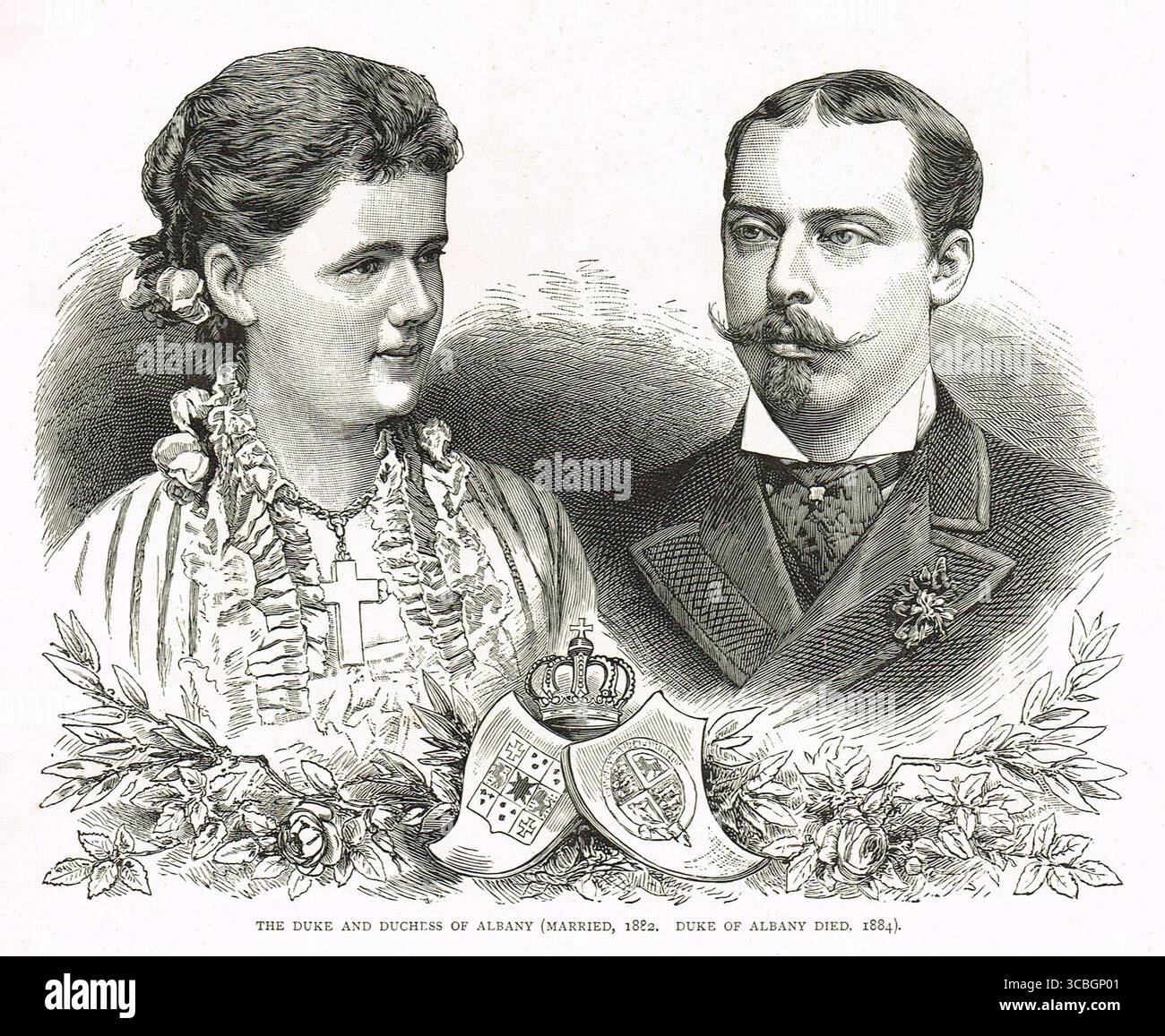 Herzog und Herzogin von Albany, Prinzessin Helen, Herzogin von Albany, Prinz Leopold, Herzog von Albany und Vierter und jüngster Sohn von Königin Victoria Stockfoto