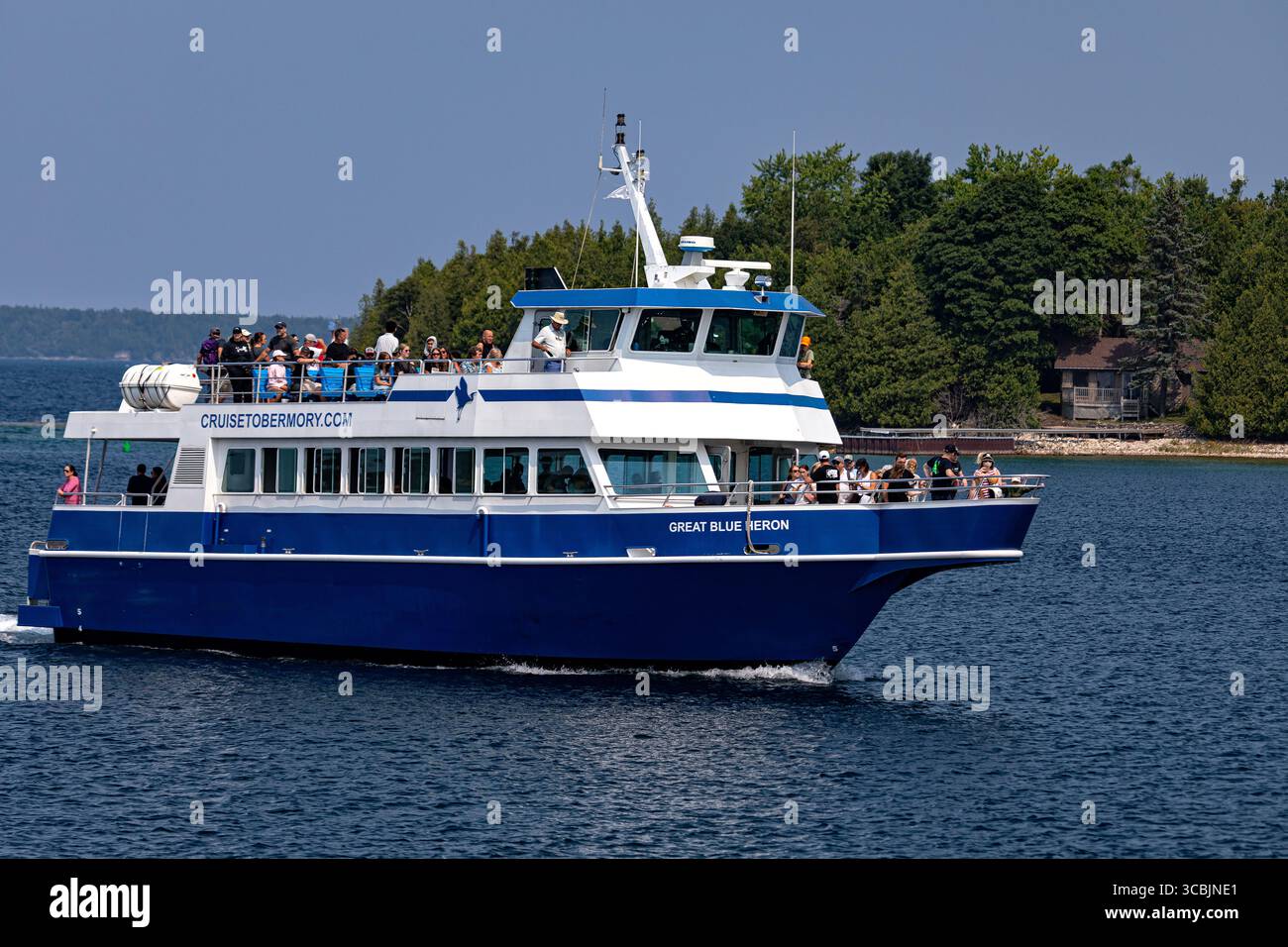 Bootstour zum Hafen von Tobermory. Tobermory Ontario Kanada. Stockfoto