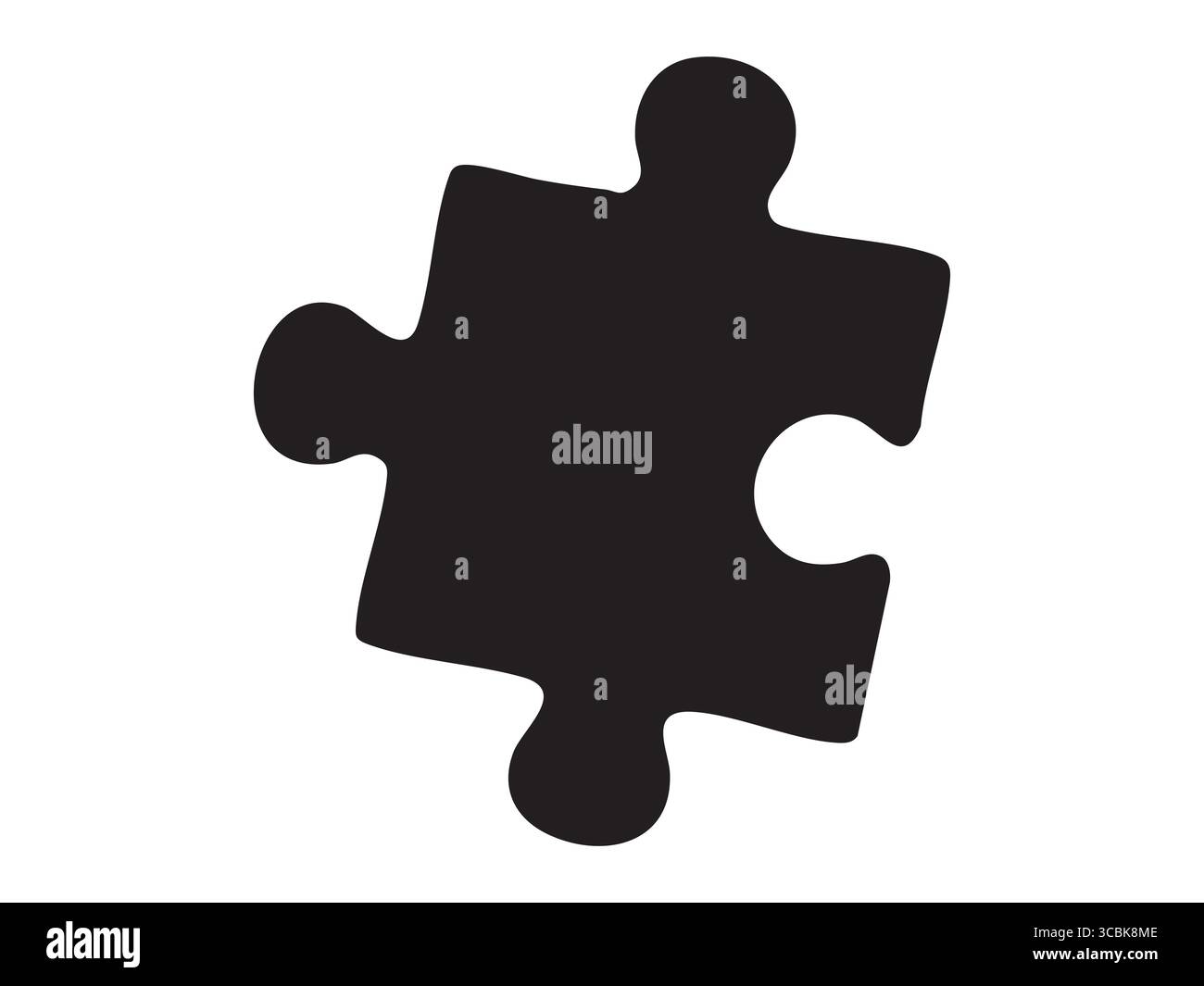 Schwarze Silhouette eines einzelnen Puzzleteils isoliert auf weißem Hintergrund. Konzept der Problemlösung, Strategie, Spiel, Designelement, Denkübung Stock Vektor