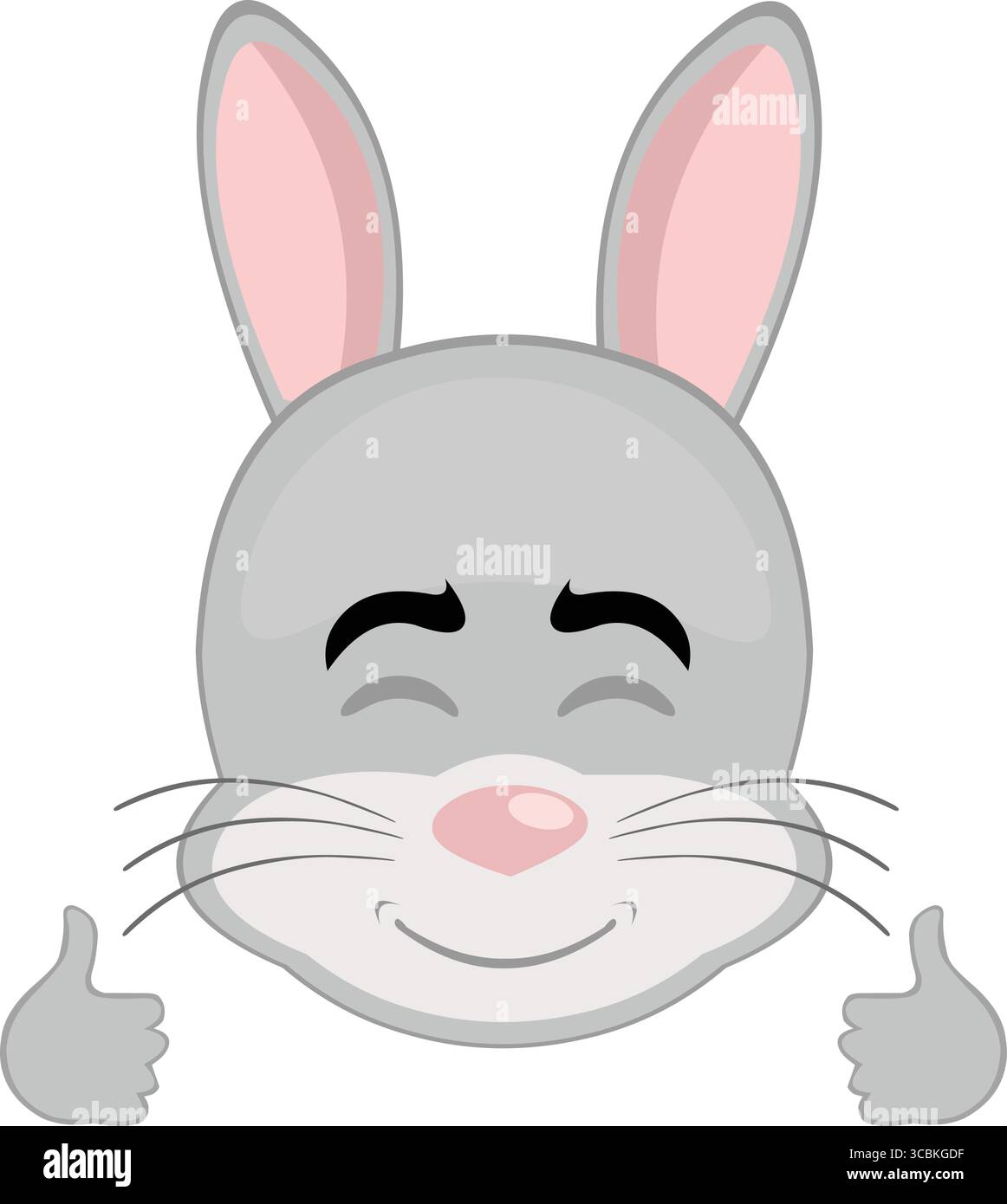 Vektor-Illustration Emoticon Charakter Gesicht Kaninchen Nagetier, mit einem glücklichen Ausdruck und seine Hände mit den Daumen nach oben Stock Vektor