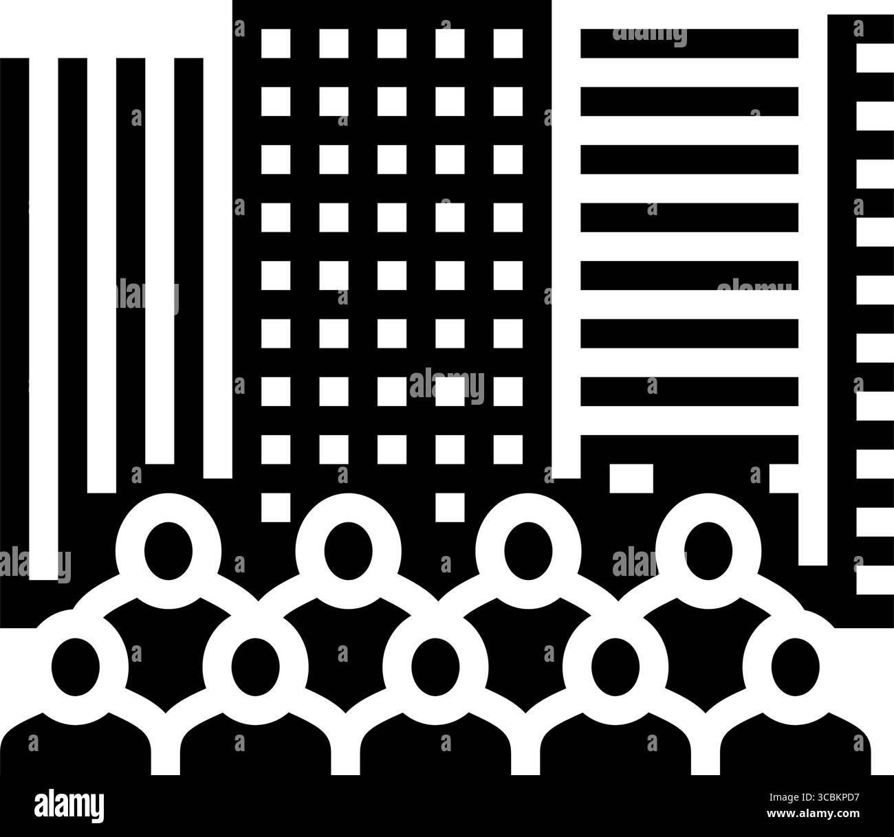 Überfüllte Straße Menschen Urbanisierung Glyphe Icon Vektor Illustration Stock Vektor