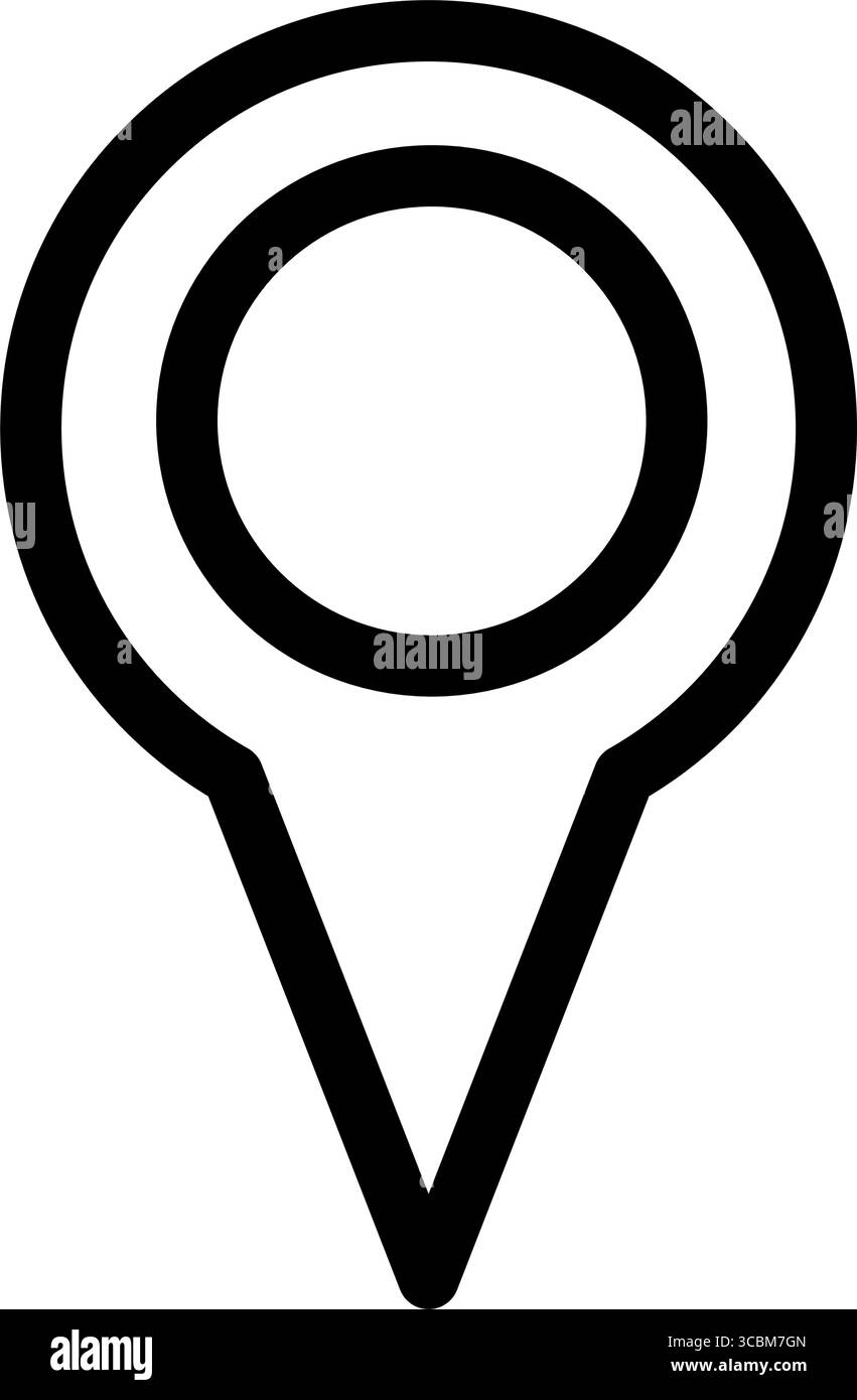 Ein einfaches schwarzes Positionszeigersymbol zeigt einen bestimmten Ort auf einer Karte an. Stock Vektor