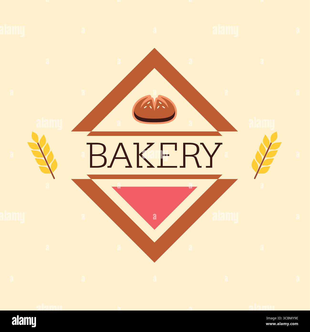 Diamantbäckerei-Logo mit Weizen. Vektor Stock Vektor