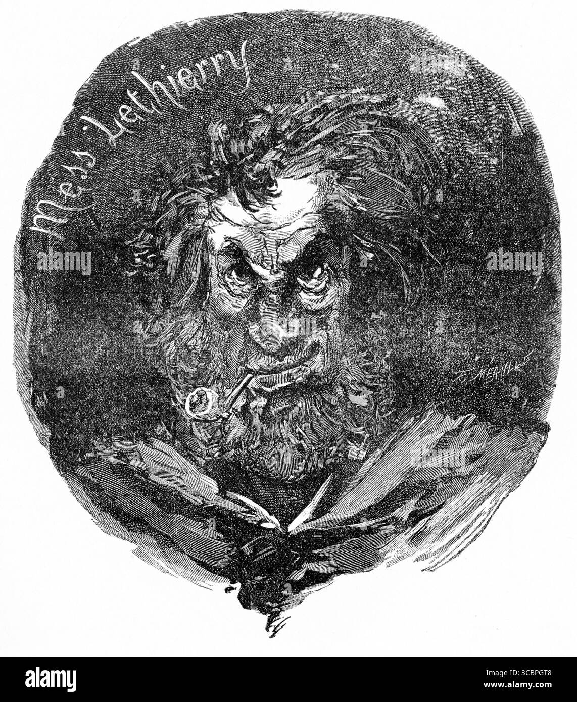 Illustration aus Victor Hugos Buch Toilers of the Sea, die den Charakter Mess Lethierry zeigt Stockfoto