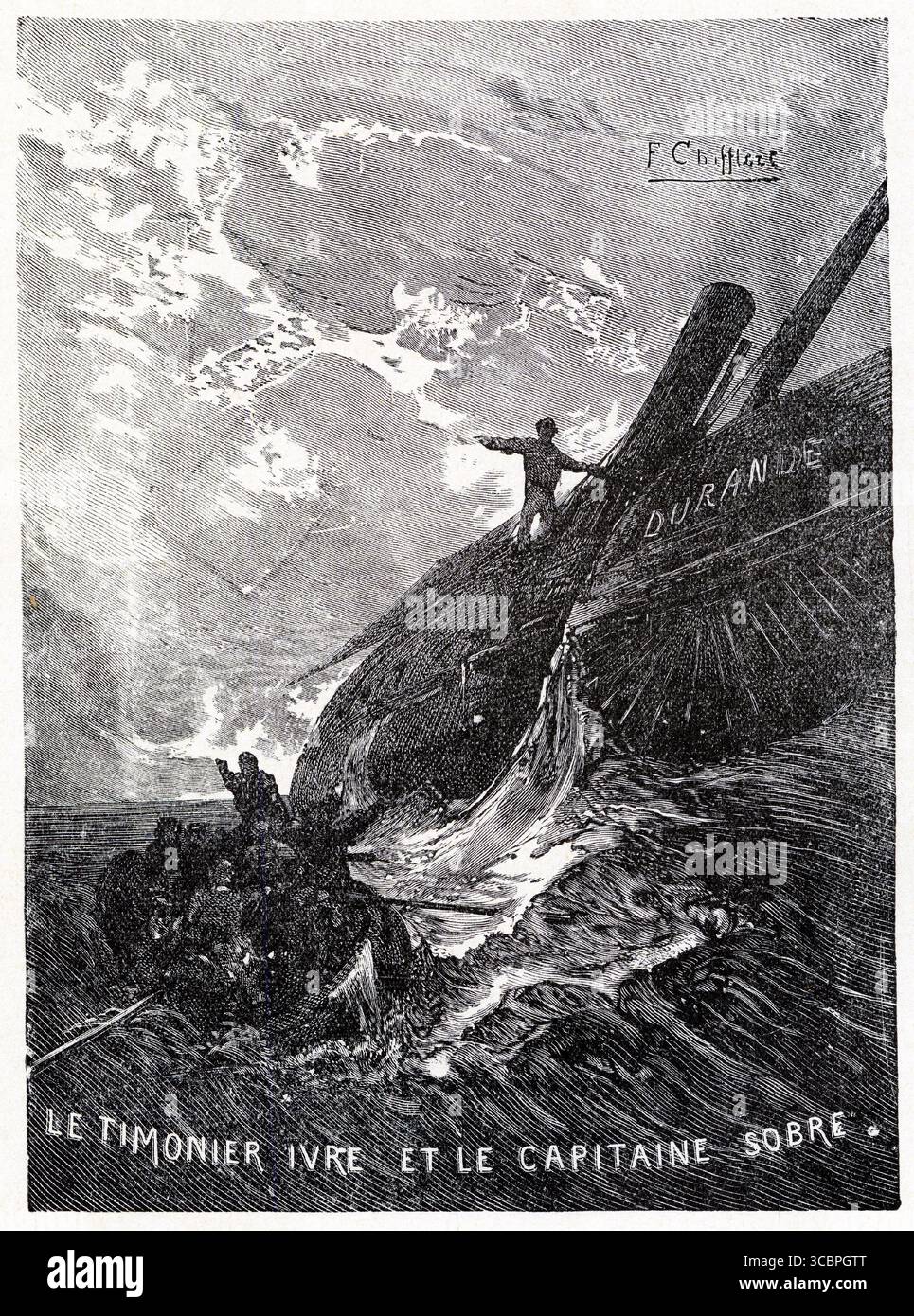 Illustration aus Victor Hugos Buch Toilers of the Sea, Stockfoto