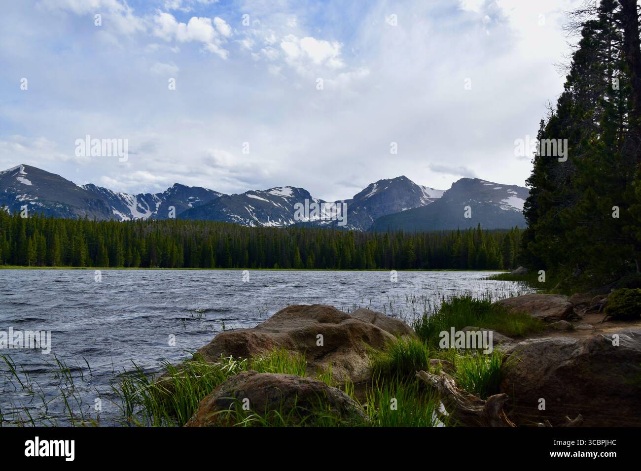 Abend am Bierstadt-See, Rocky Mountain-Nationalpark Stockfoto