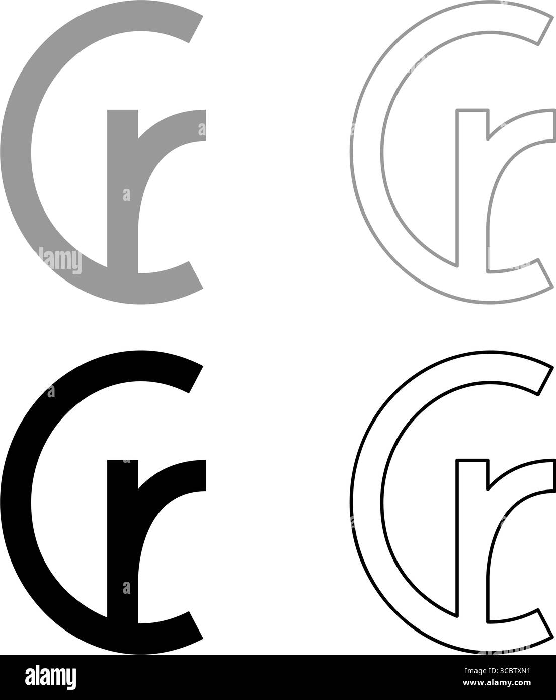 Brasilianische Cruzeiro Währung Symbol Zeichen Element des Geldsatzes Symbol grau schwarz Farbe Vektor Illustration Bild einfache Vollfüllung Umrisslinie Stock Vektor