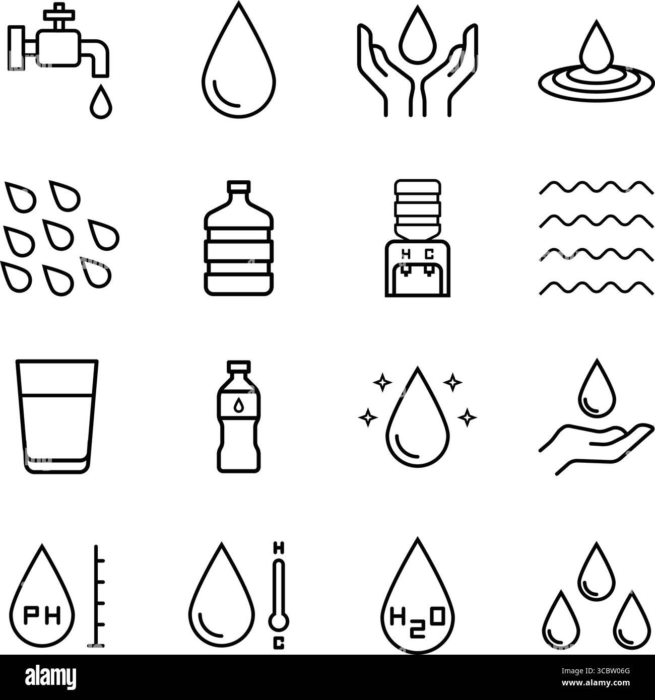 Wasserlinien-Symbole setzen Design. Vektordesign mit Wassersymbol Stock Vektor