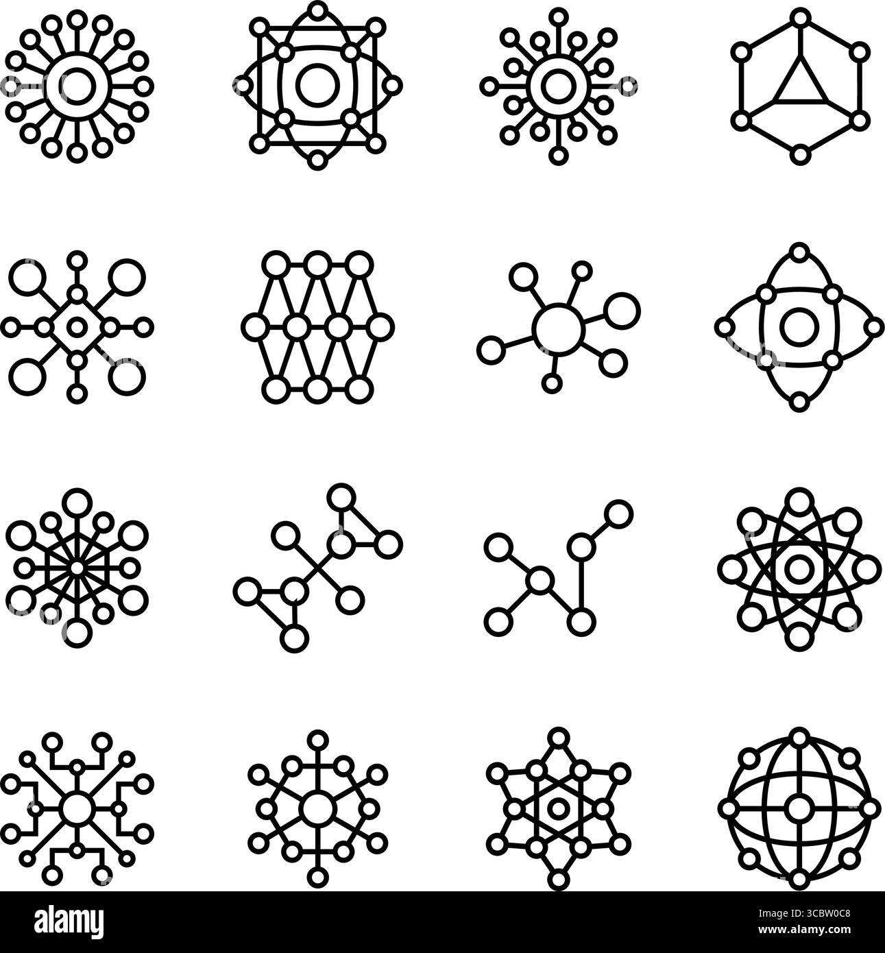 Abstrakte Molekülstrukturen. Abstrakte molekulare Symbolgruppe. Designelemente Stock Vektor