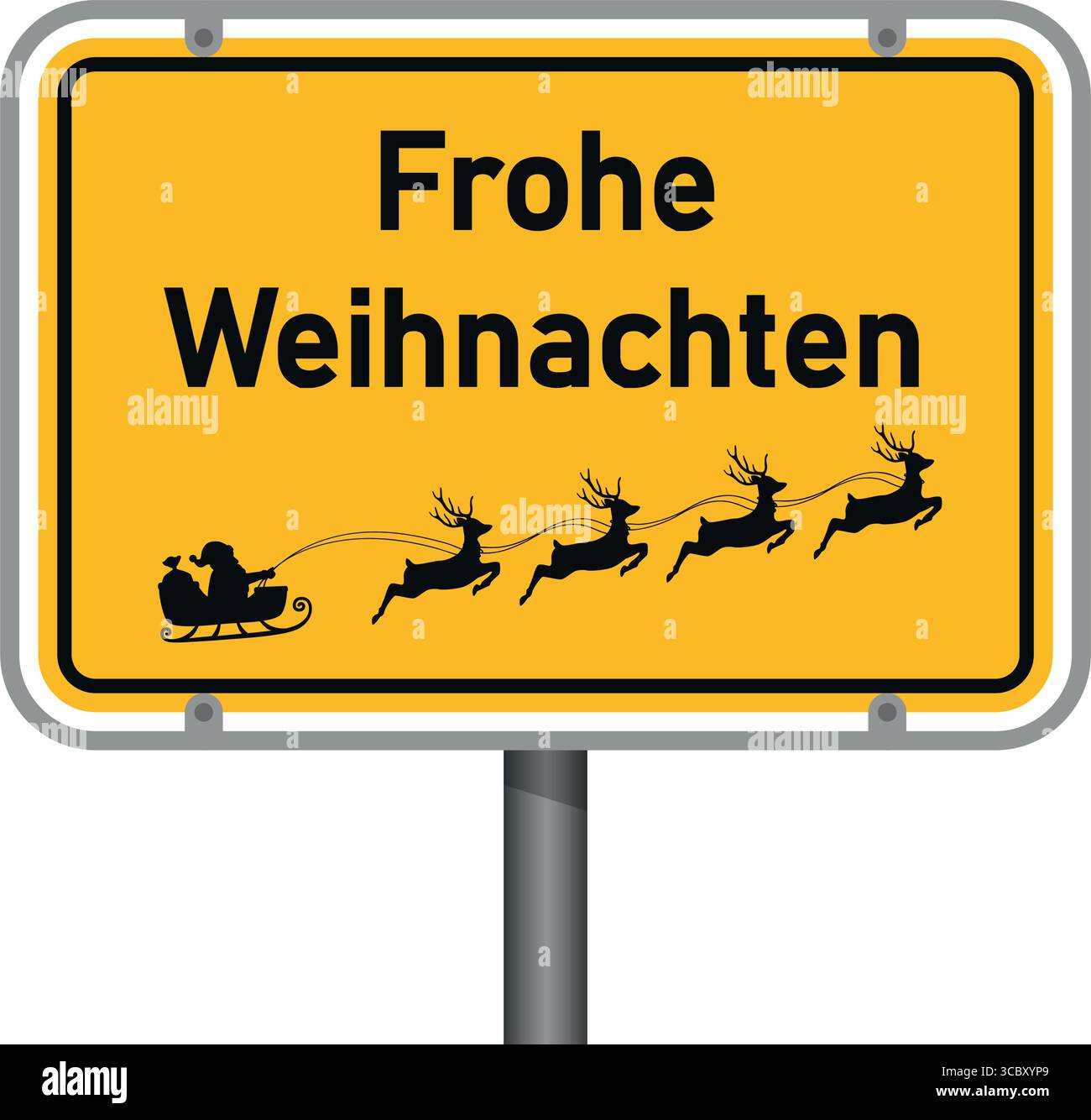 Gelbes Verkehrszeichen mit deutschem Text Frohe weihnachten isolierte Vektor-Illustration Stock Vektor
