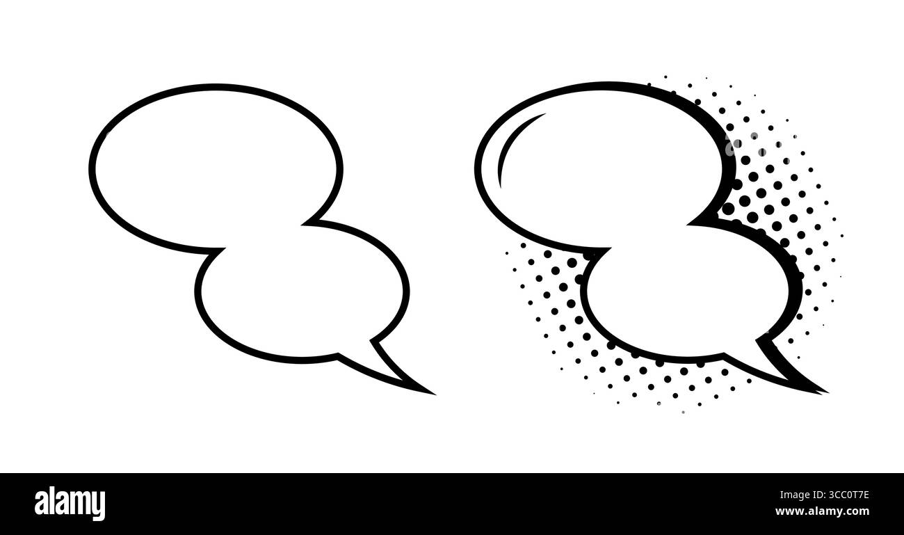 Ovale Sprechblasen, Zeichentrickmuster oder Comic-Elemente auf weißem Hintergrund. Stock Vektor