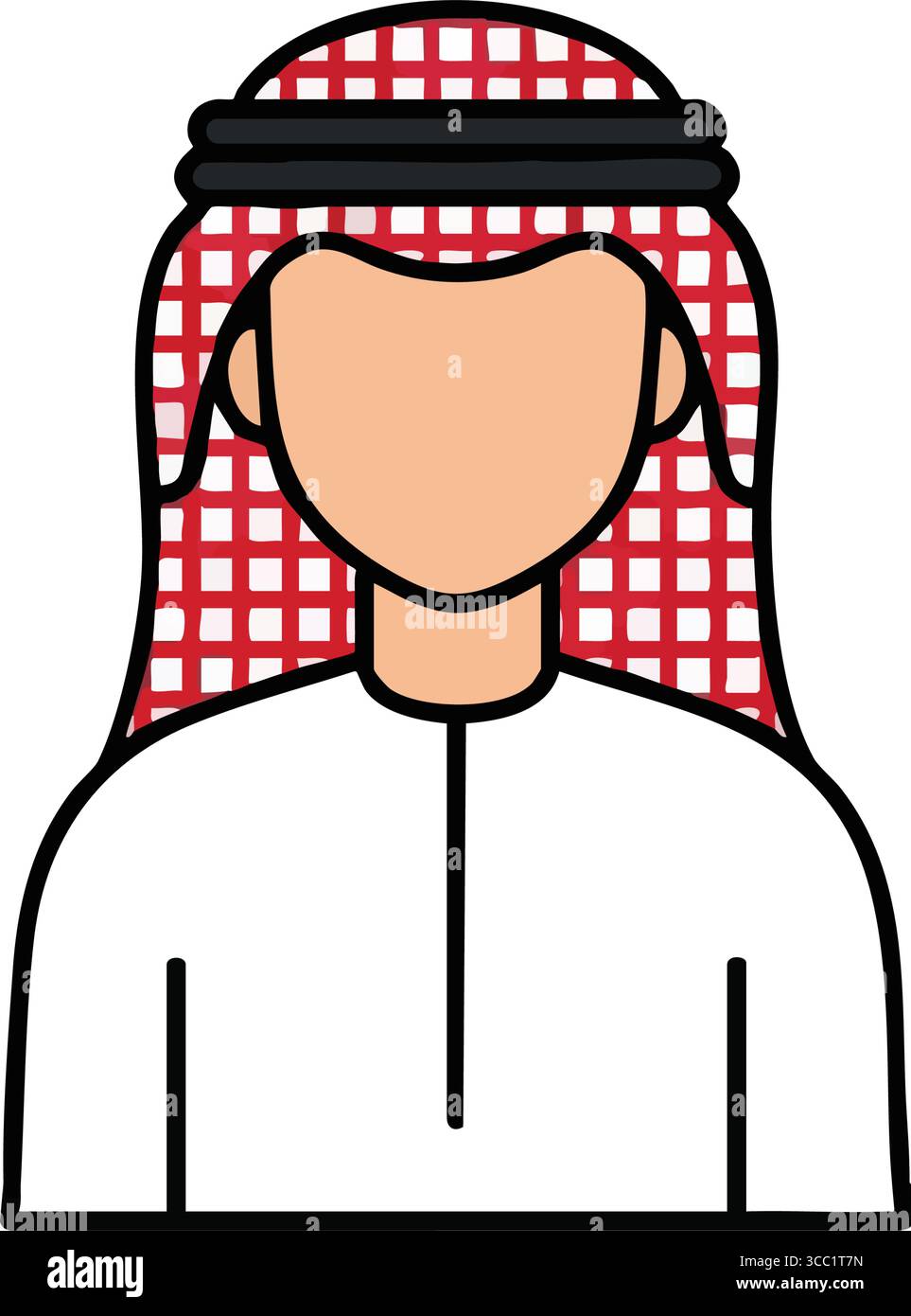 Arabischer Mann, Traditionelle Kleidung. Minimalistischer Avatar einer arabischen männlichen Figur in authentischer nationaler Kleidung, die reiche Traditionen und Kult symbolisiert Stock Vektor Arabischer Mann, Traditionelle Kleidung. Minimalistischer Avatar einer arabischen männlichen Figur in authentischer nationaler Kleidung, die reiche Traditionen und Kult symbolisiert Stock Vektor