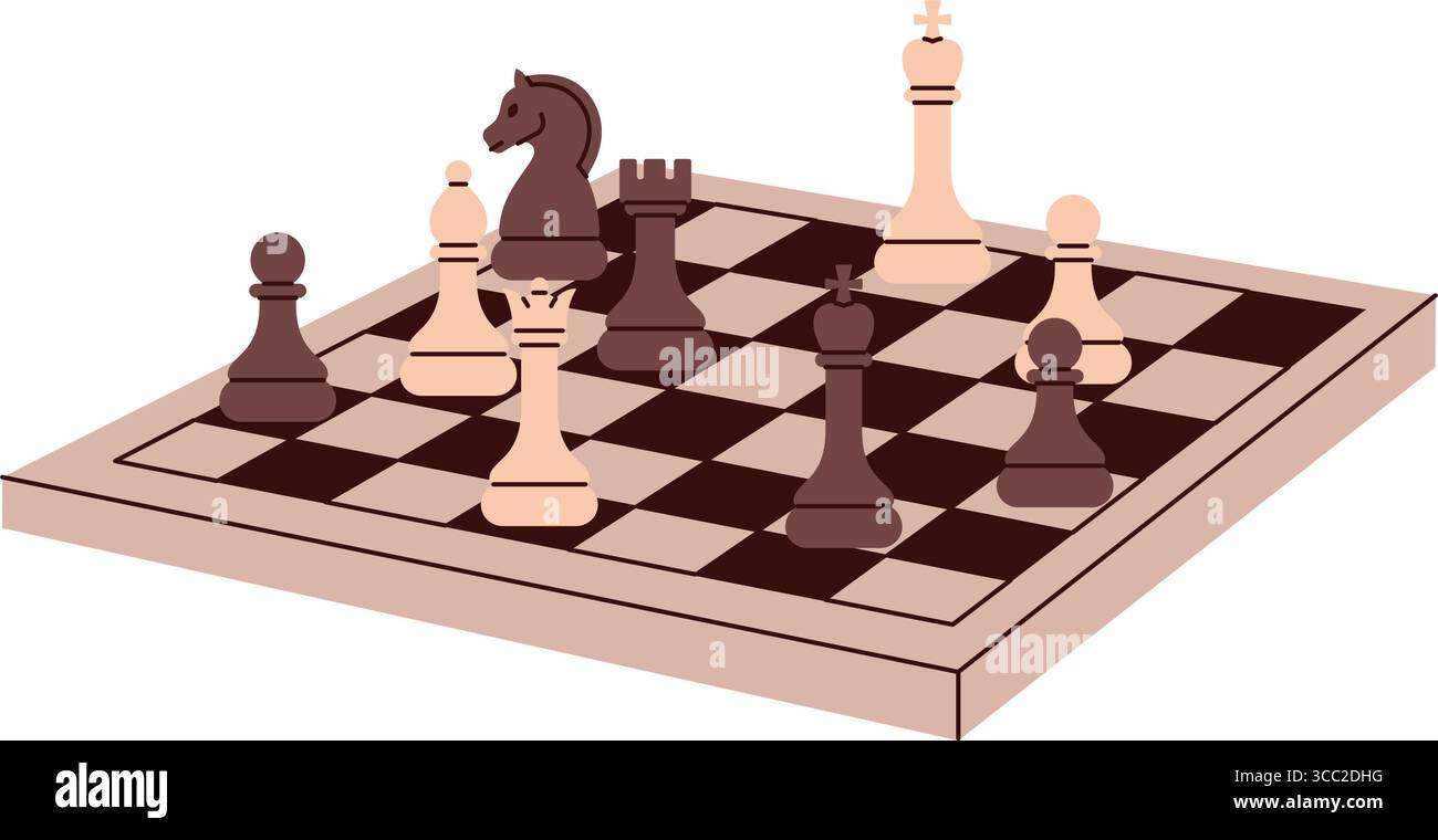 Perspektivisches Schachbrett mit strategischer Einrichtung für kreative Grafiken Stock Vektor