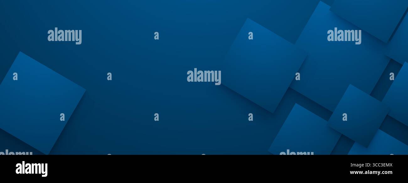 Blauer abstrakter Hintergrund mit mehrschichtigen Quadraten in verschiedenen Schattierungen, geometrischen Formen. Stock Vektor