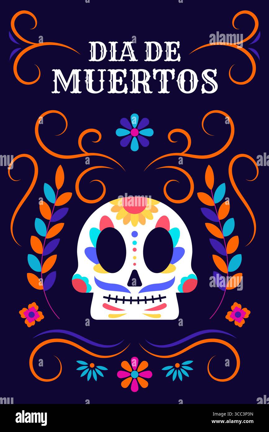 dia de muertos Posterillustration in flachem Design Stock Vektor