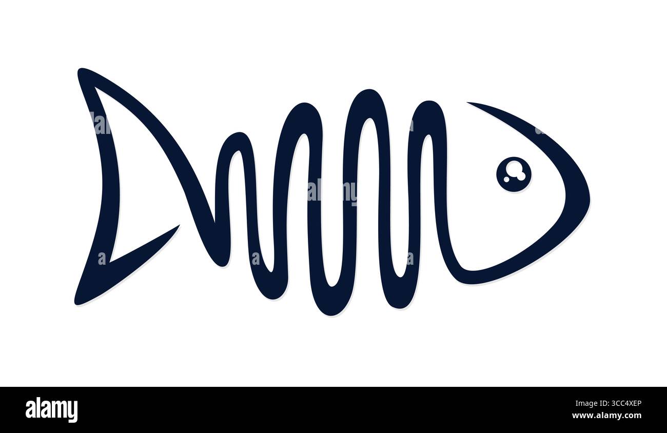 Das einzeilige blaue Fischsymbol. Stock Vektor