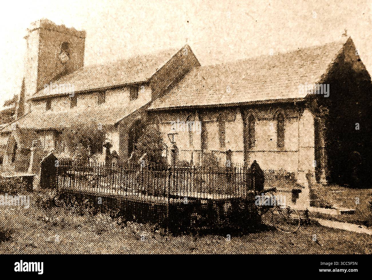 1915 Blick auf die Whalley Church in der Nähe von Whalley Abbey Stockfoto