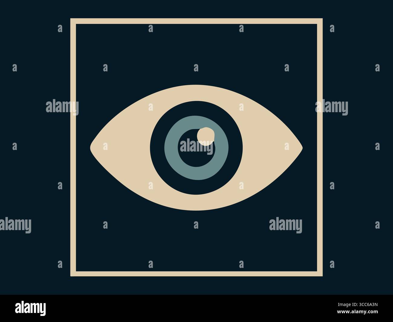 Abstrakte Illustration des Augensymbols mit kreisförmigem Design auf schwarzem Hintergrund, grafische Kunst. Konzept des Sehens, optisches Symbol, wachsames Auge, Designeleme Stock Vektor