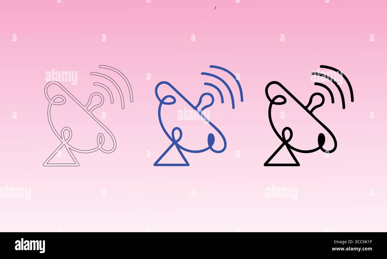 Minimalistisches Symbol für Satellitenschalen in drei Farbvarianten Stock Vektor