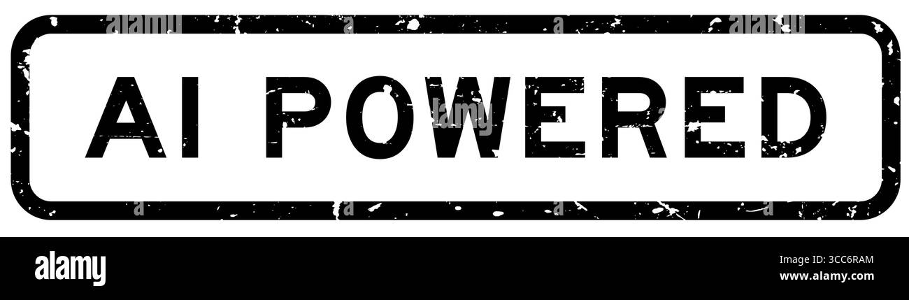 Grunge schwarzer AI Powered Wort quadratischer Gummisiegelstempel auf weißem Hintergrund Stock Vektor