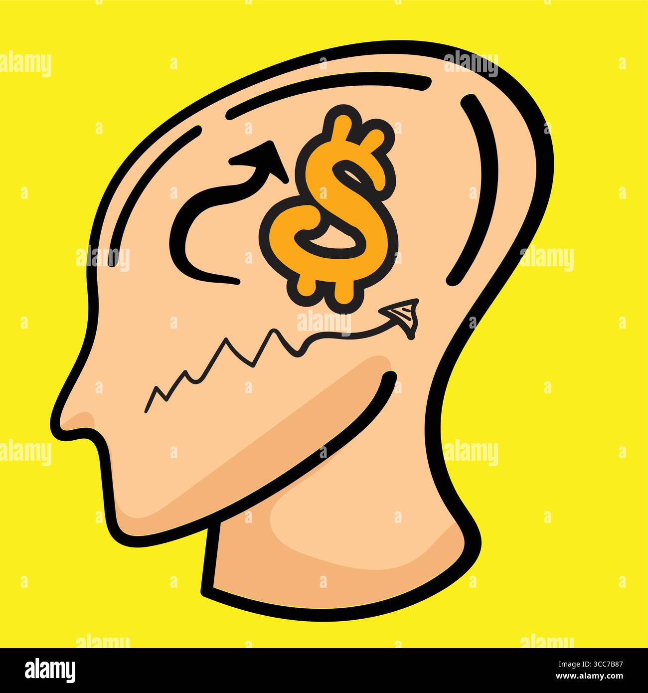 Glühbirne im menschlichen Kopf, die neue Idee symbolisiert Stock Vektor