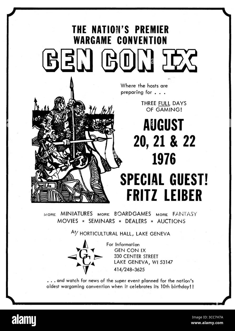 1976 GenCon IX Wargame Convention am Genfer See, Wisconsin, Poster Stockfoto
