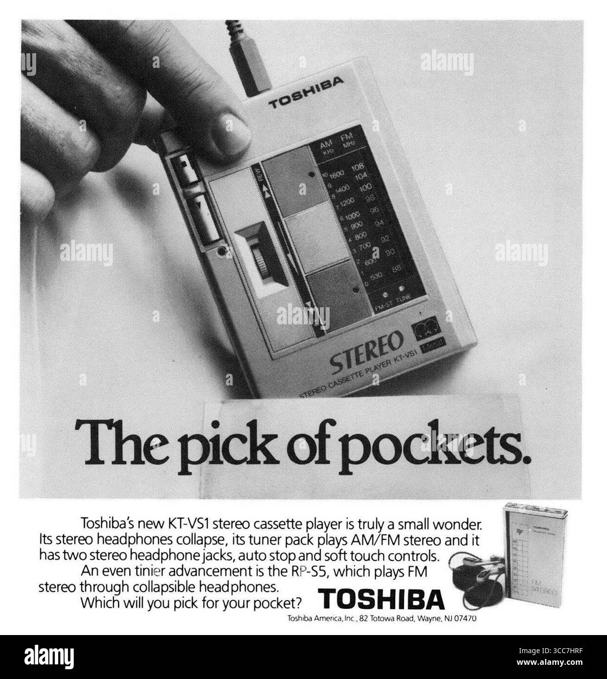 1982 Toshiba KT-V51 Stereo-Kassettenspieler, „The Pick of Pockets“ Stockfoto