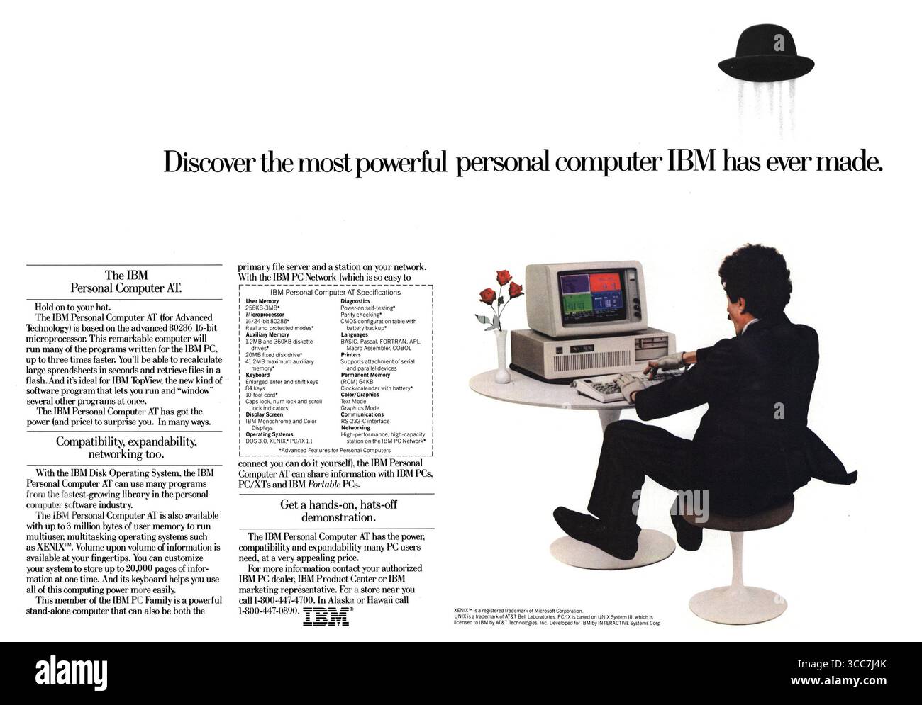 1985 IBM Personal Computer AT Advanced Technology Werbespot Stockfoto