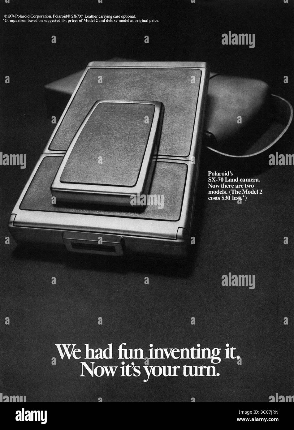 1974 Polaroid SX-70 Landkamerawerbung Stockfoto