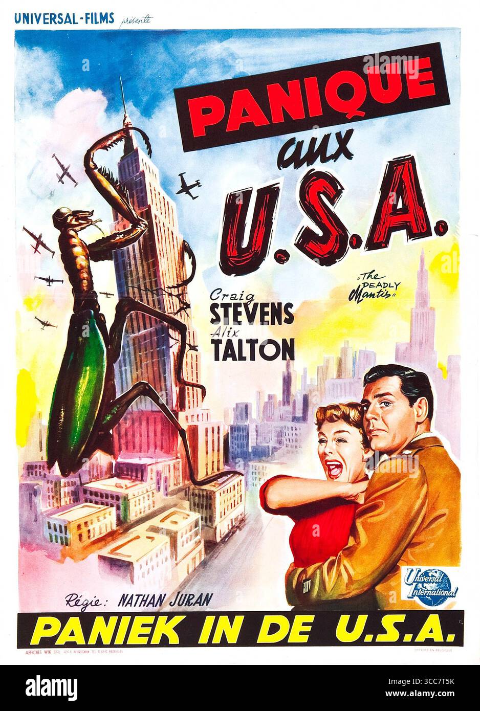 1957 belgisches Poster für den Film Todly Mantis Stockfoto