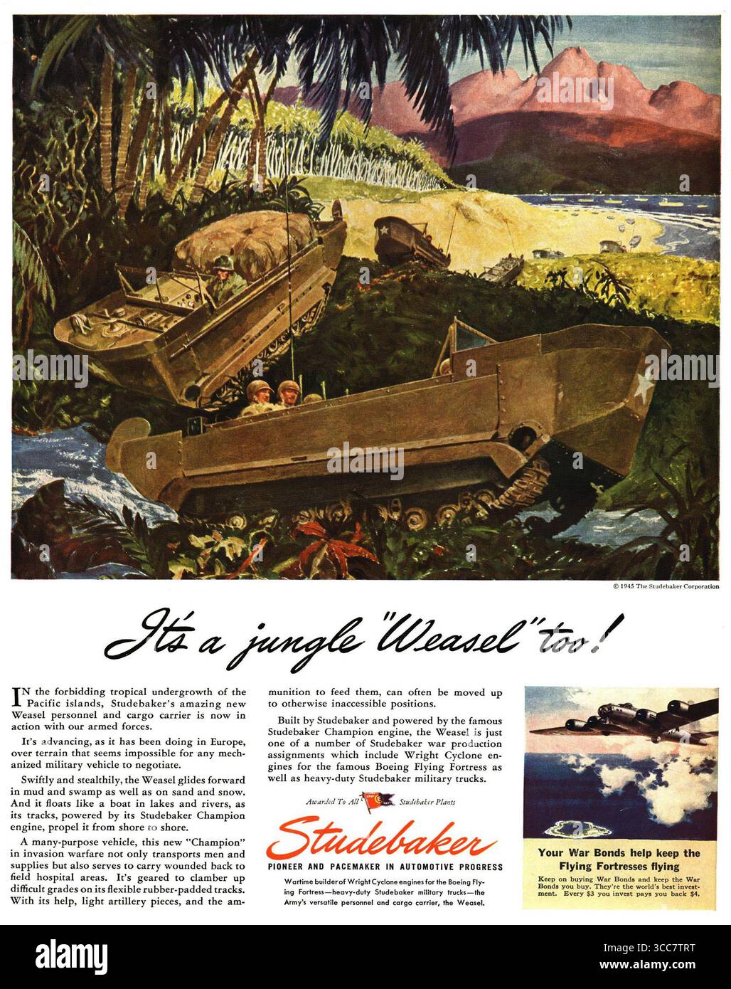 1945 Studebaker Military Trucks Ad Stockfoto