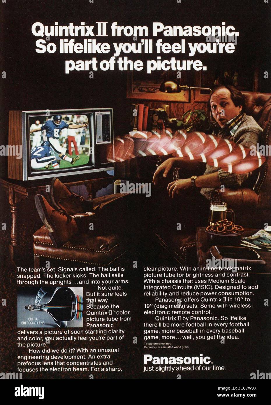 1977 Panasonic Quintrix II Fernsehwerbung „so lebensecht“ Stockfoto