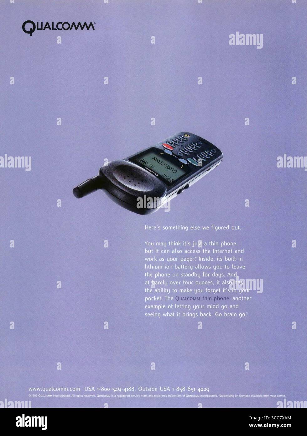 1999 Qualcomm Thin Phone Werbespot Stockfoto