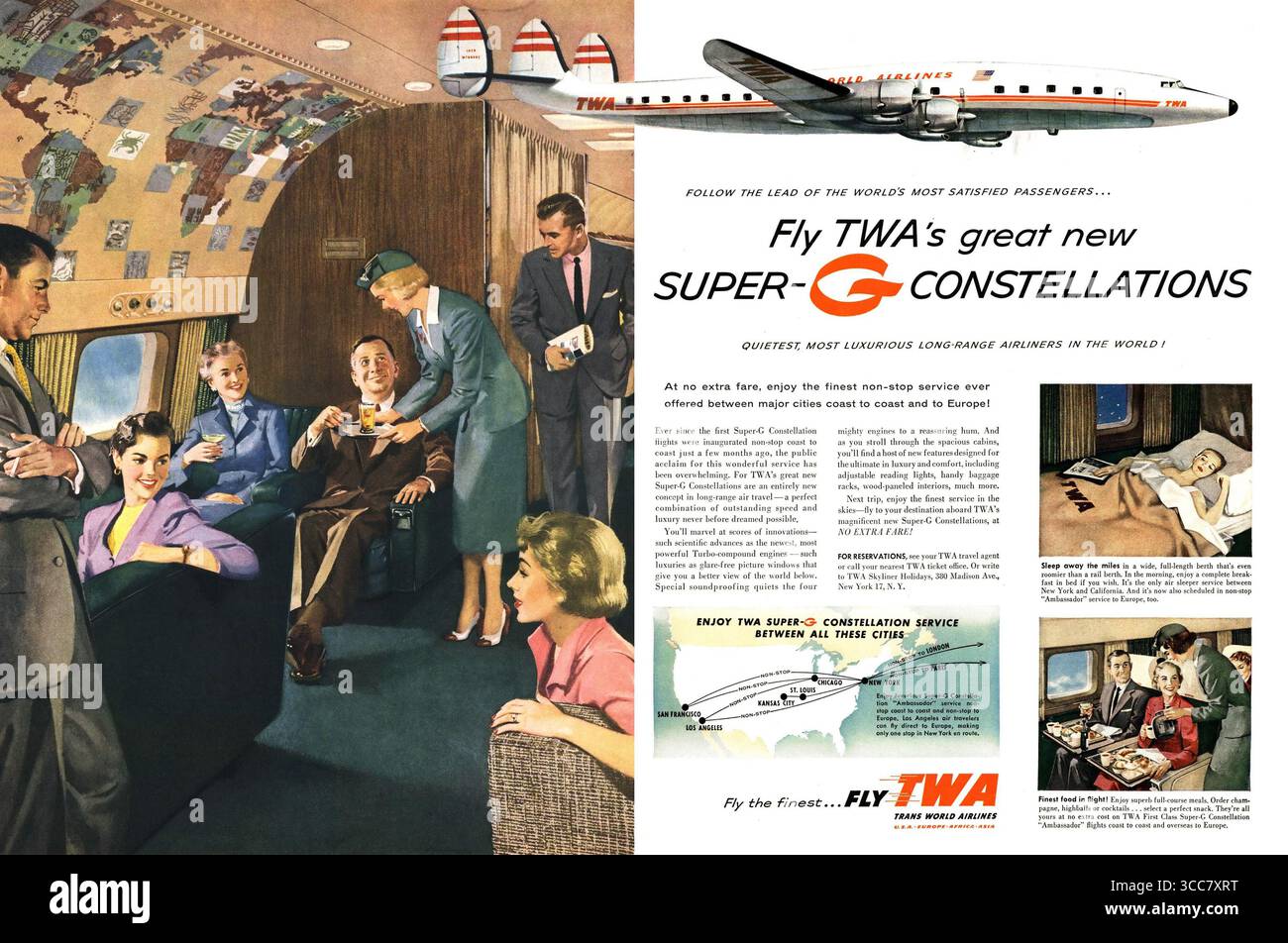 1955 TWA Super G Constellations Ad Stockfoto