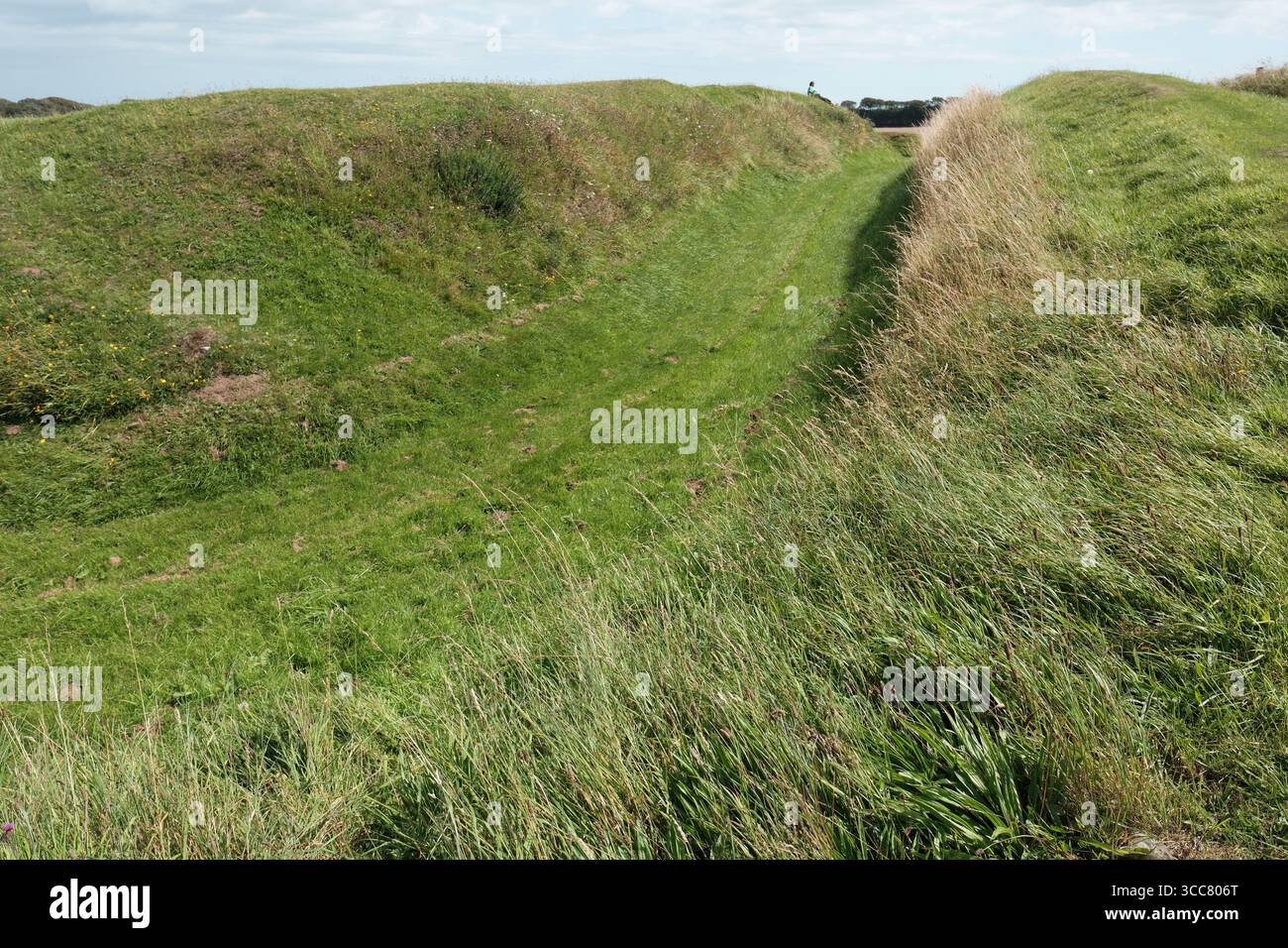 Rispain Camp bei Whithorn, Galloway, Schottland, Vereinigtes Königreich ist ein gut erhaltener, eisenzeitlicher befestigter Bauernhof mit Gräben und Steinwällen - Foto August 2025 Stockfoto