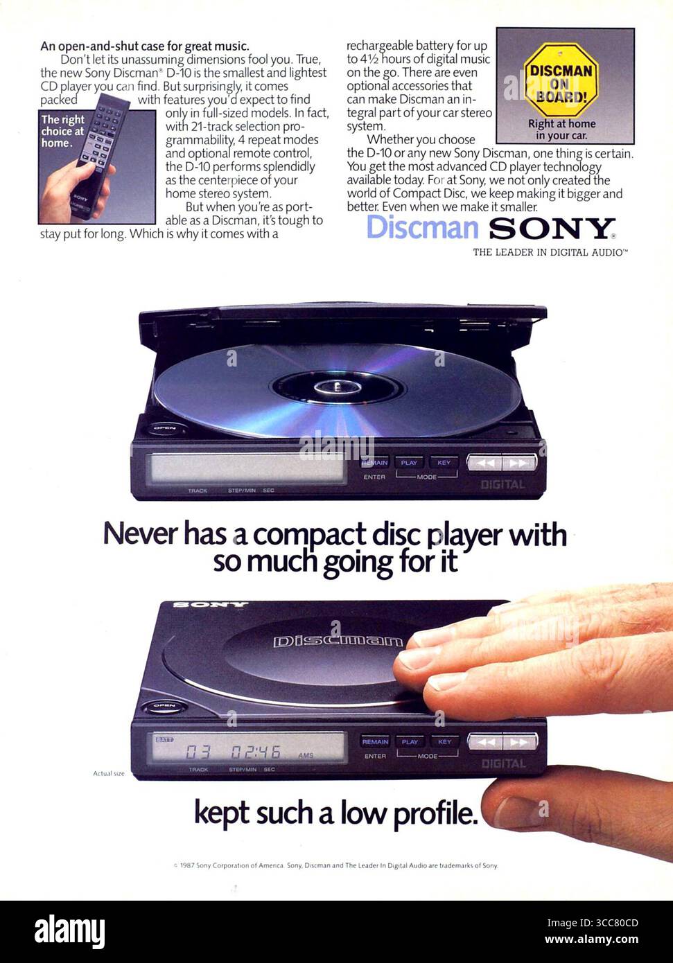 1987 Sony Discman D-10, ein tragbarer CD-Player Stockfoto