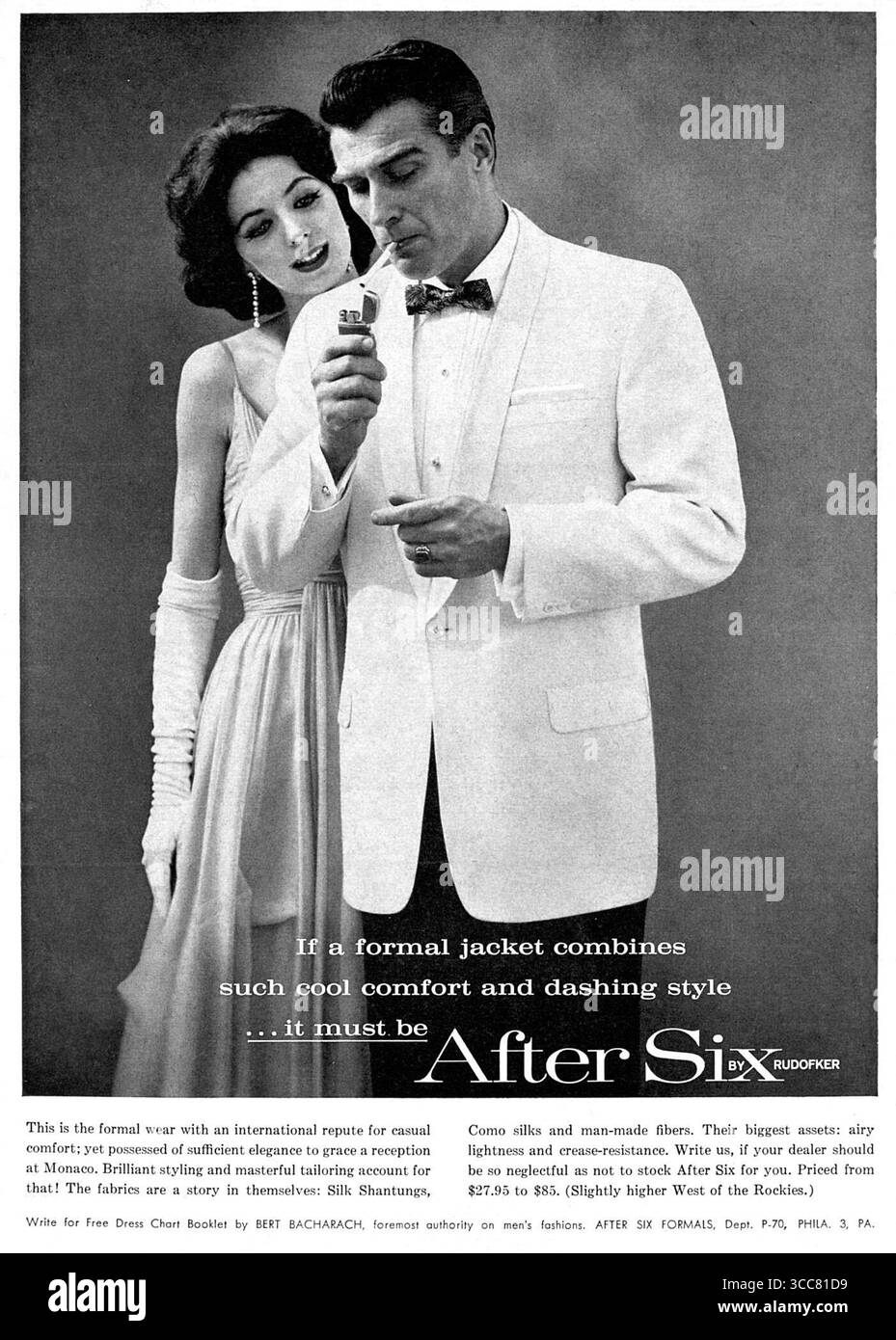 1959 Nach Sechs Formellen Jackenwerbung Stockfoto
