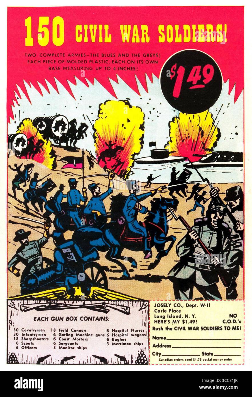 1959 Werbespot für Spielzeugsoldaten aus dem Bürgerkrieg Stockfoto