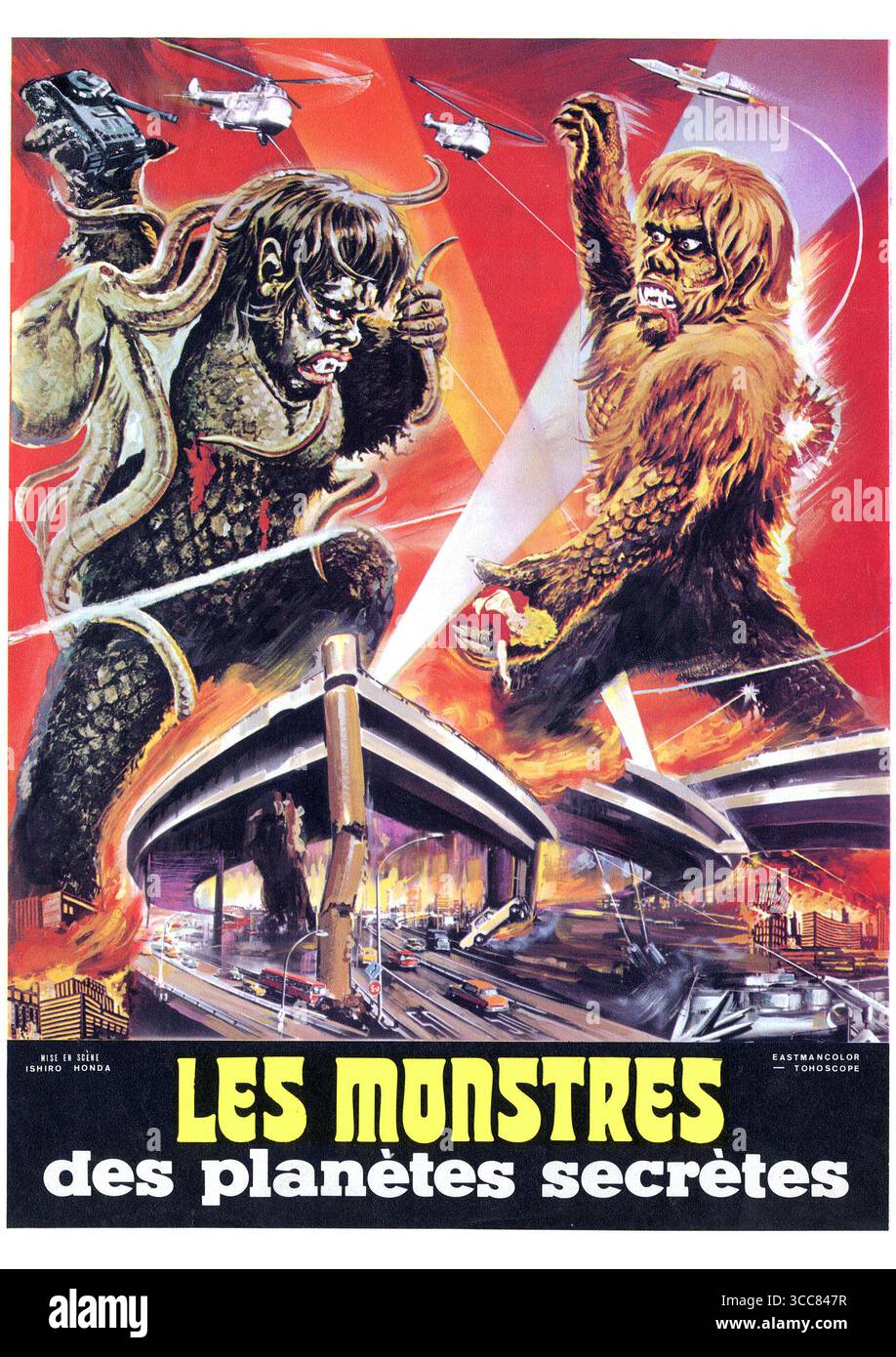 1966 französisches Poster zum Krieg der Gargantuas (Les Monstres des Planètes Secrètes Stockfoto