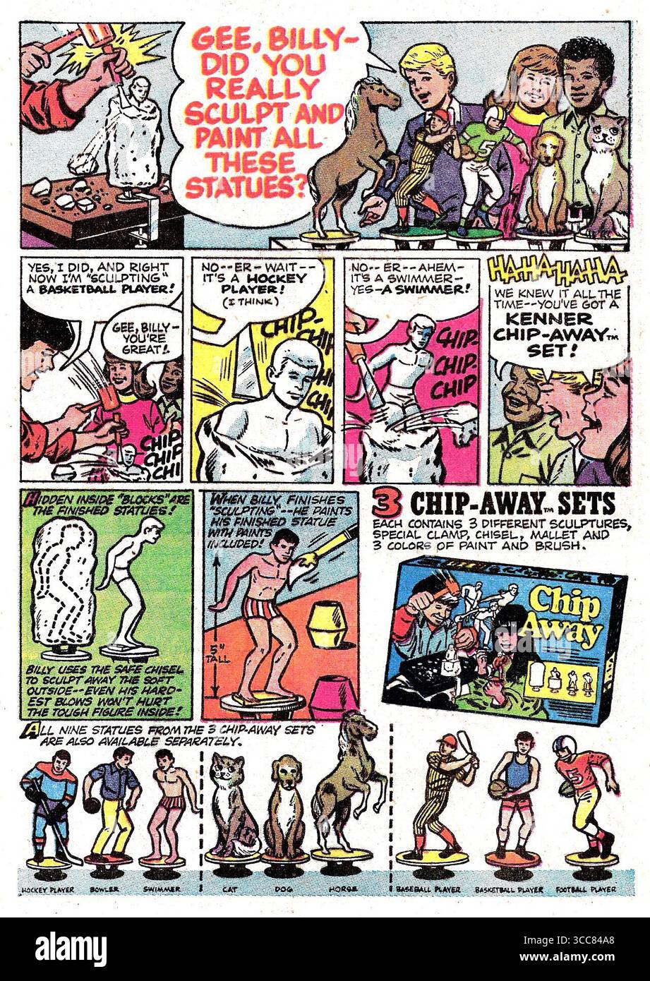 1972 Werbespot für Kenner Chip Away Stockfoto