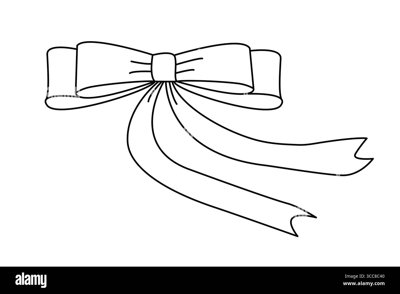 Eine Bogen Hand gezeichnete Vektorillustration. Eine umrissene Abbildung eines Bugs, der vom Wind fließt. Stock Vektor