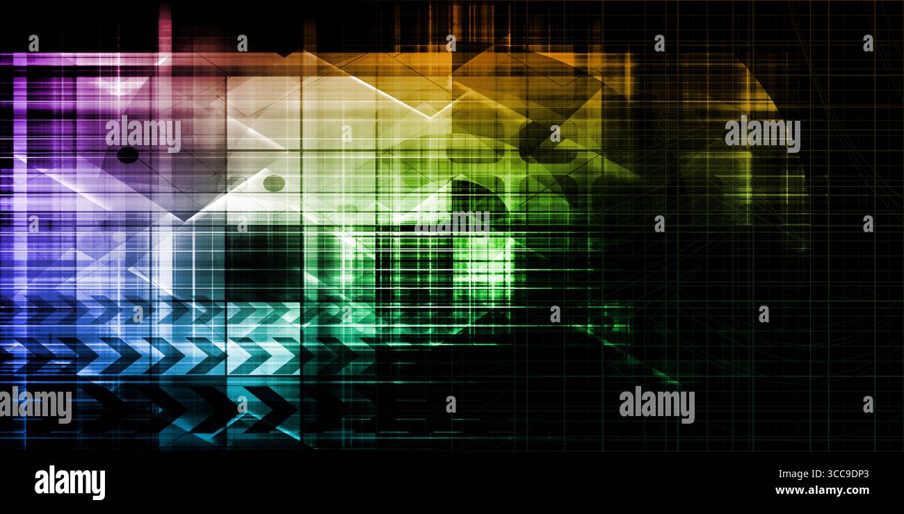 Kybernetischer Bewegungsalgorithmus Digitale Technologie Abstrakte Konstruktion Stockfoto