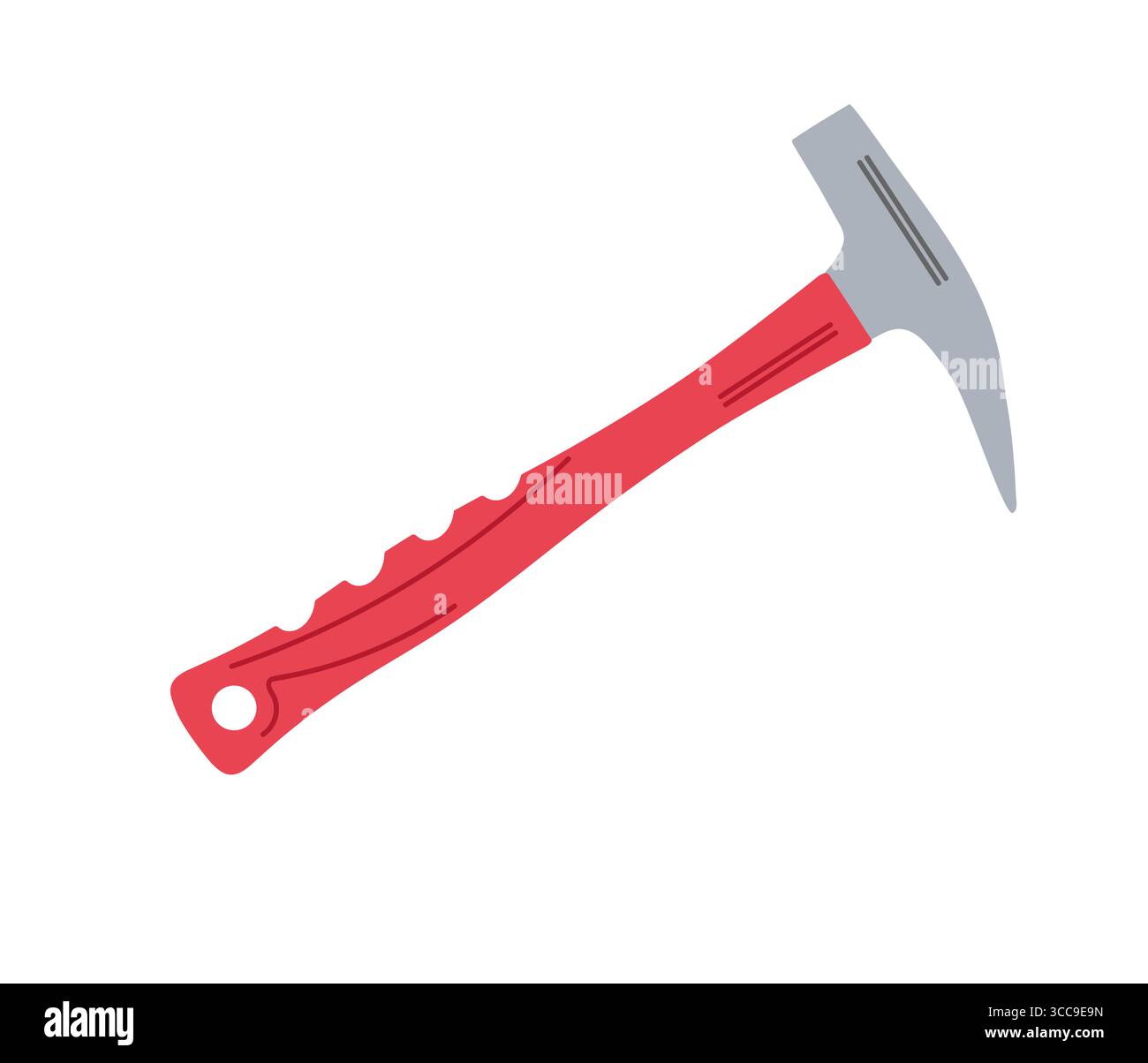 Hammer mit rotem Griff für Bau- oder Heimwerkerprojekte an verschiedenen Standorten Stock Vektor