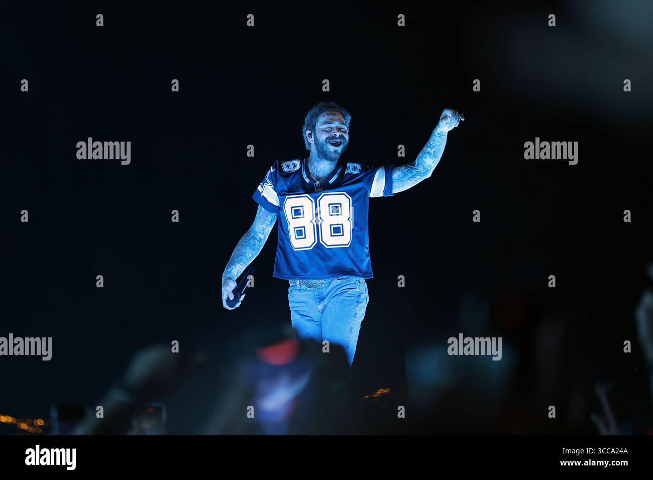 Der amerikanische Rapper Post Malone tritt beim Sziget Festival 2025 in Budapest auf Stockfoto