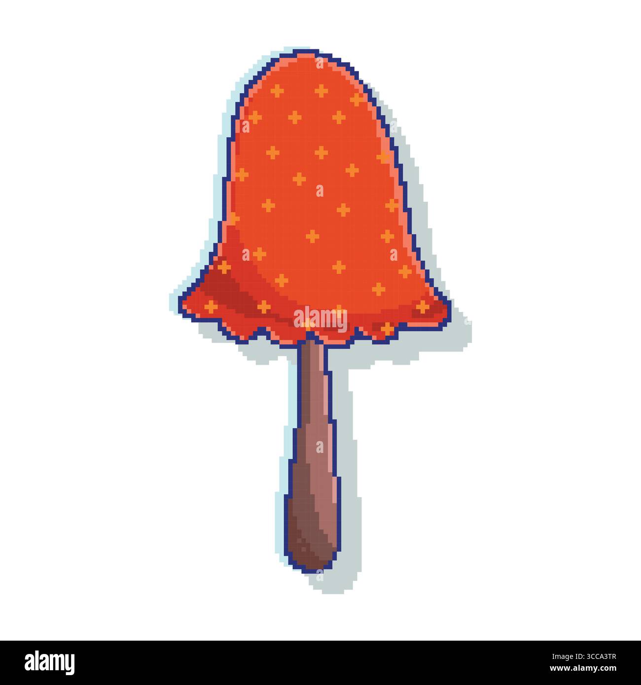 Pixel Art Roter Pilz Mit Glockenförmiger Kappe Und Braunem Stiel. Pilz-Ikone im Vintage-Videospiel-Stil, ideal für Pixelkunstprojekte und Retro-Spiele Stock Vektor