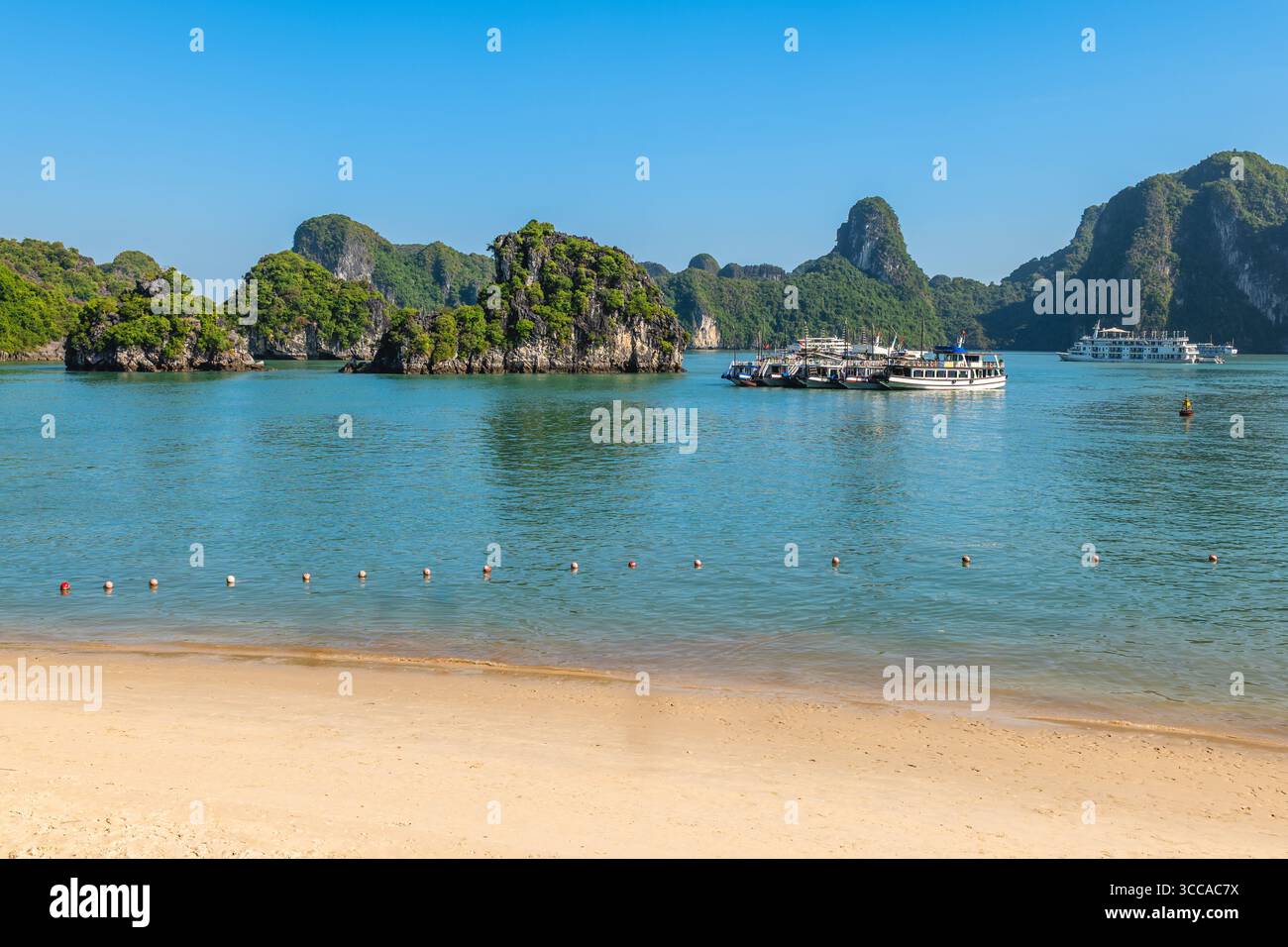 halong Bay, oder ha Long Bay, ein UNESCO-Weltkulturerbe in Quang Ninh, Vietnam Stockfoto