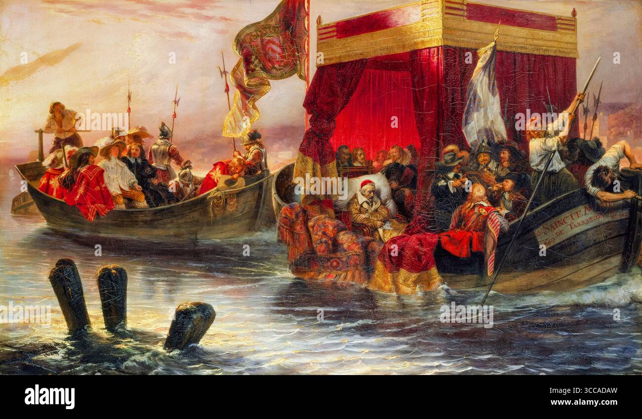 Paul Delaroche, das Staatsschiff von Kardinal Richelieu auf der Rhône, Gemälde in Öl auf Leinwand, 1829 Stockfoto