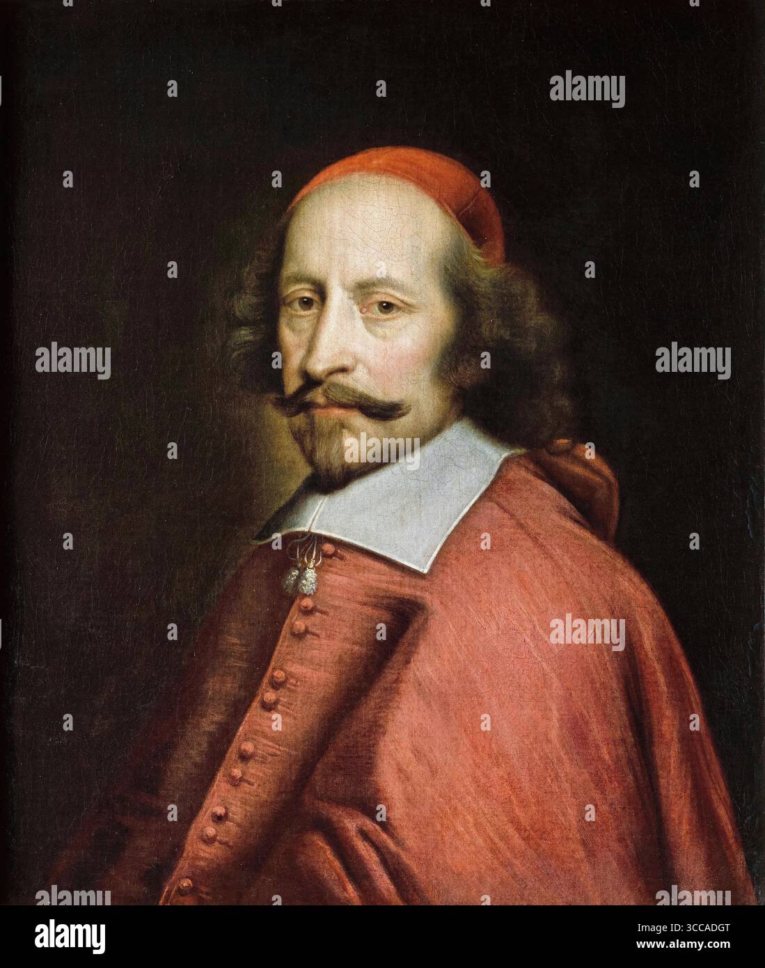 Kardinal Mazarin. Porträtgemälde von Jules Mazarin, geb. Giulio Raimondo Mazzarino (1602–1661), italienischer katholischer Prälat, Diplomat und Politiker in Öl auf Leinwand von Pierre Mignard, 1658-1660 Stockfoto
